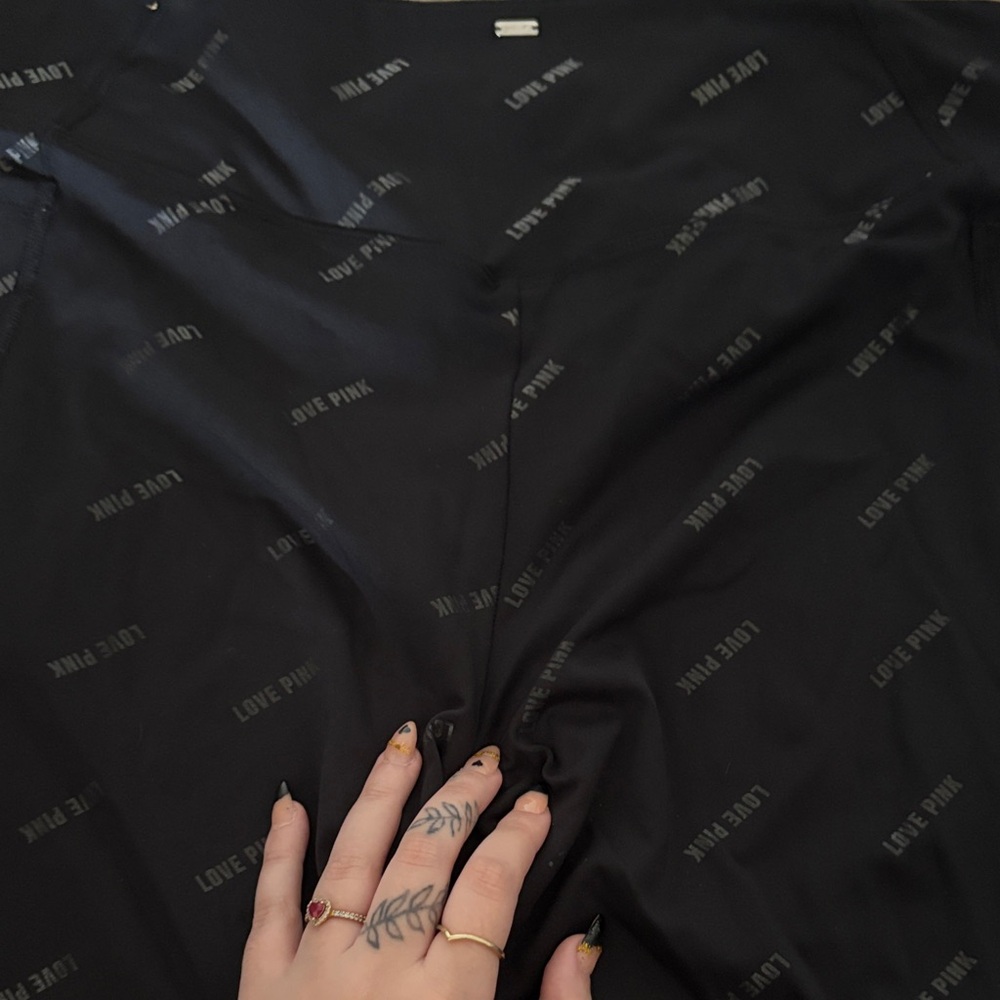 PINK Victoria's Secret Black Leggings with Logo Print